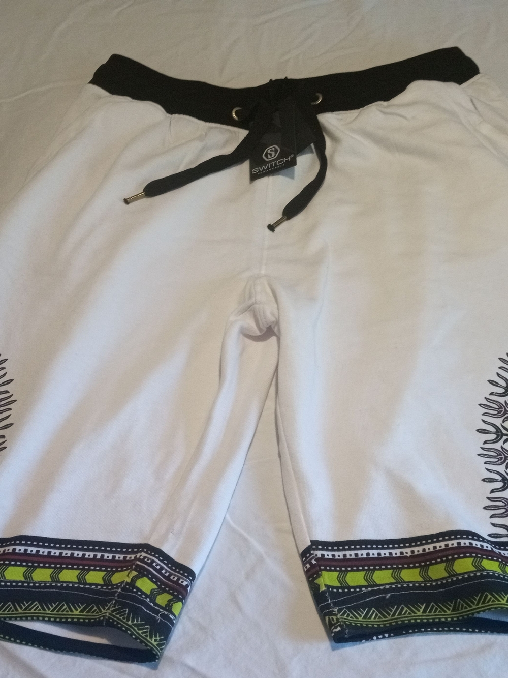 Switch Men’s White Flat Front Shorts with Black Waistband
